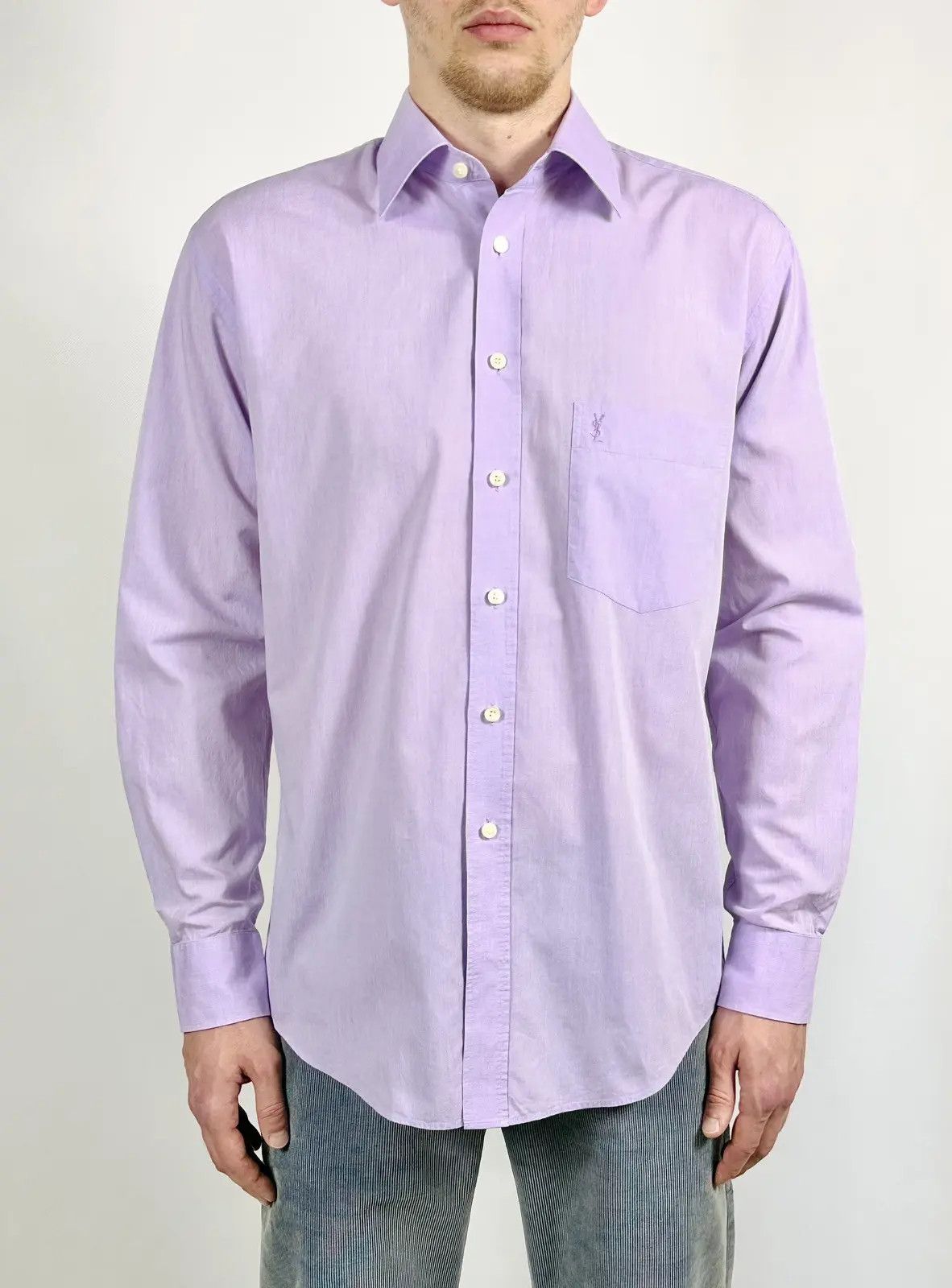 Yves Saint Laurent Yves Saint Laurent Logo Purple Shirt Size US L / EU 52-54 / 3 - 2 Thumbnail