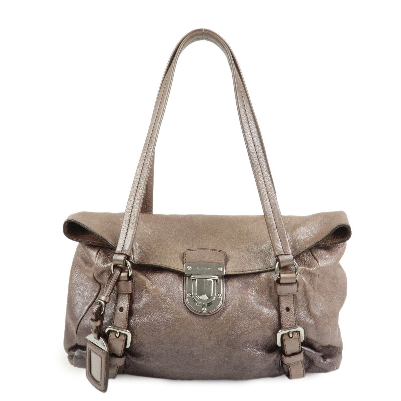 Prada Prada Logo Calfskin Shoulder Bag Metallic Brown Size ONE SIZE - 1 Thumbnail