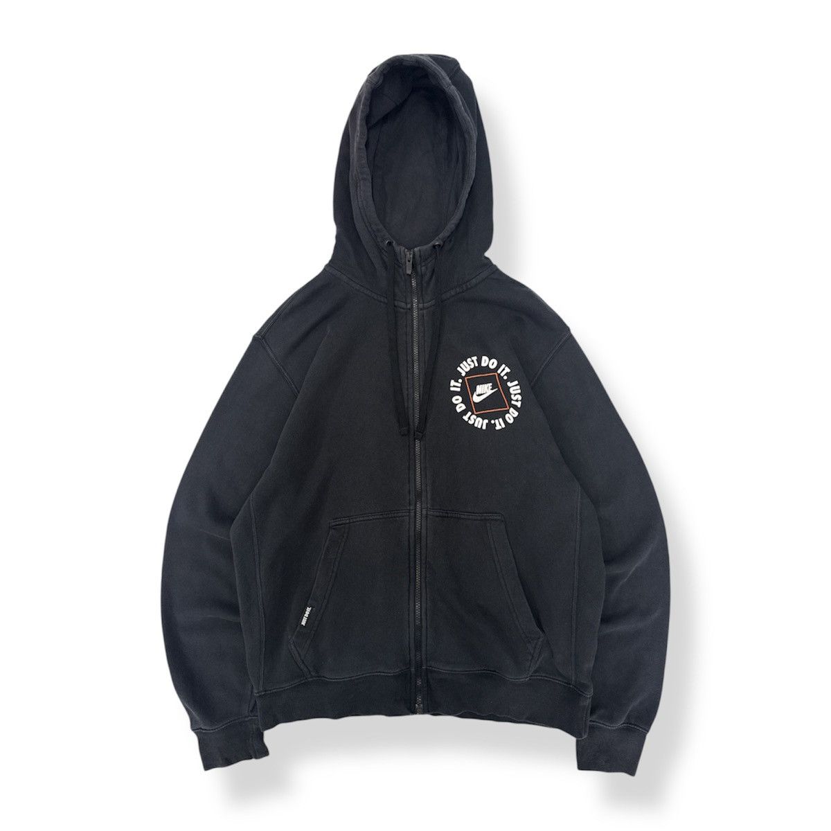 Nike 🔥 Y2K Nike JUST DO IT Faded Black Sweat Zipper Hoodie - L Size US L / EU 52-54 / 3 - 1 Thumbnail