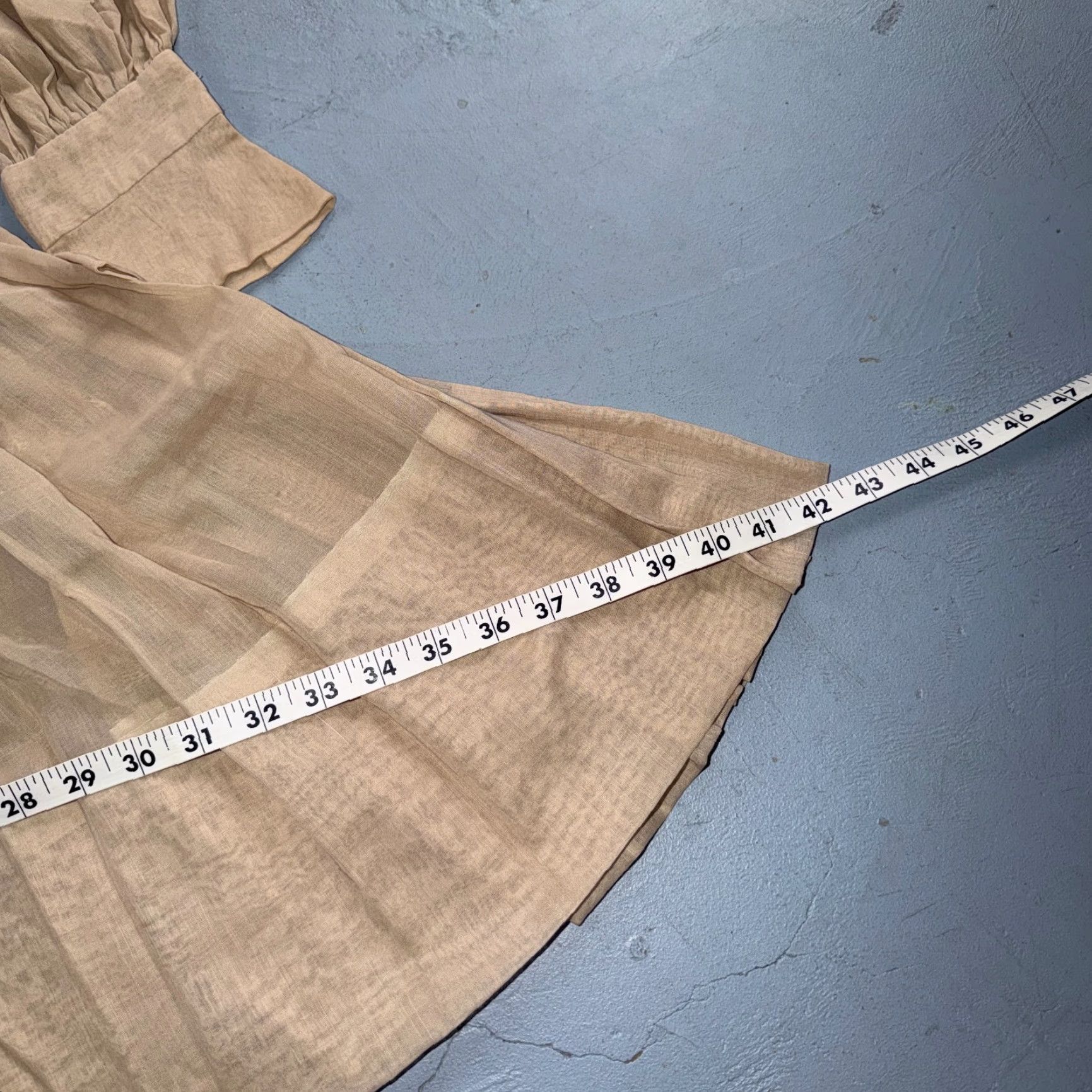 Vintage VINTAGE Shirtwaist Dress Beige BeIGe Long Sleeve Belted Pleated Prairie 1970s 70s S/M Womens Size S / US 4 / IT 40 - 7 Thumbnail