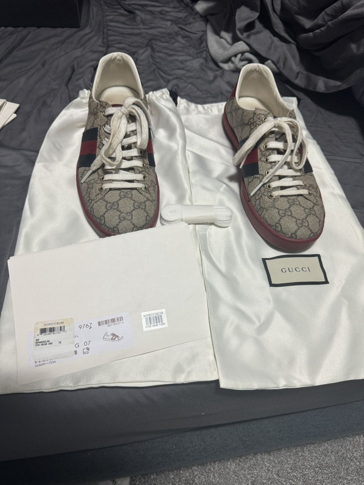 Gucci Beige GUCCI ACE GG MONOGRAM SHOES Size US 8 / EU 41 - 1 Thumbnail