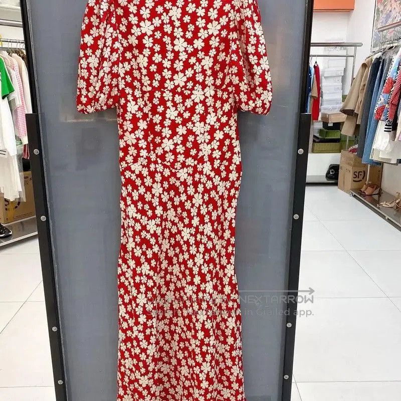 Miu Miu Miu Miu Red Silk Floral Maxi Dress . Size L / US 10 / IT 46 - 2 Thumbnail