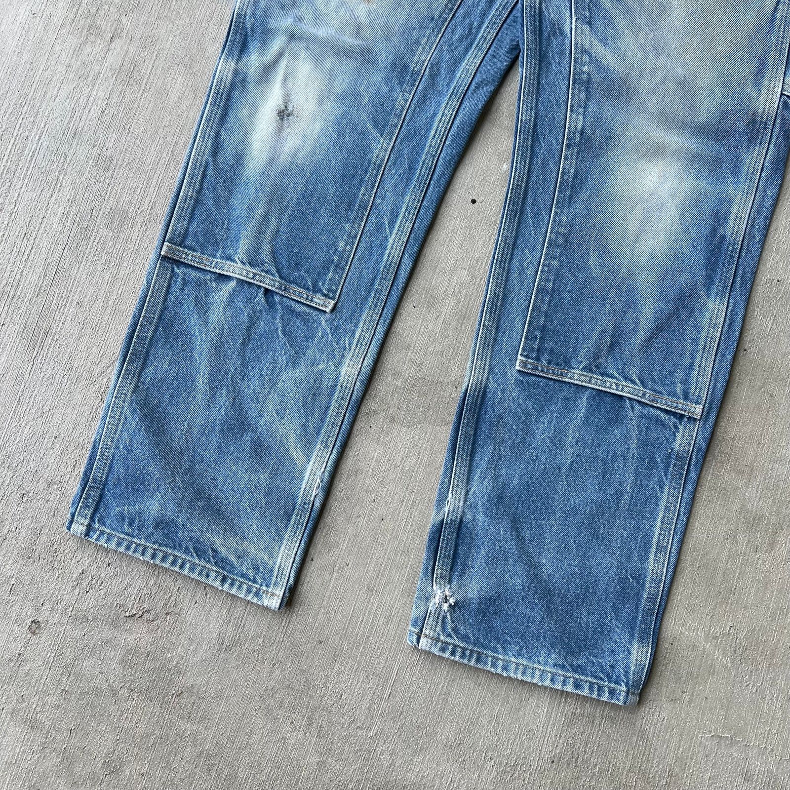 Carhartt × Vintage Carhartt faded blue denim double knee jeans work wear pants Size US 31 - 3 Thumbnail