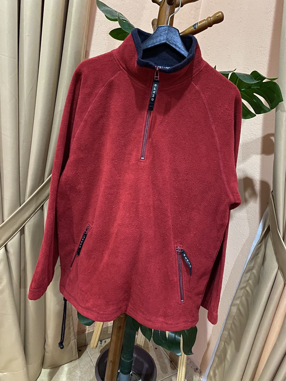 Chaps Ralph Lauren Vintage CHAPS Ralph Lauren Red Fleece Pullover Jacket Size US L / EU 52-54 / 3 - 2 Thumbnail