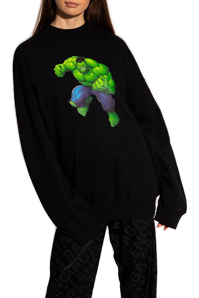 Balenciaga Balenciaga x Marvel Hulk-Print Boxy Crewneck Sweatshirt Size L / US 10 / IT 46 - 9 Thumbnail