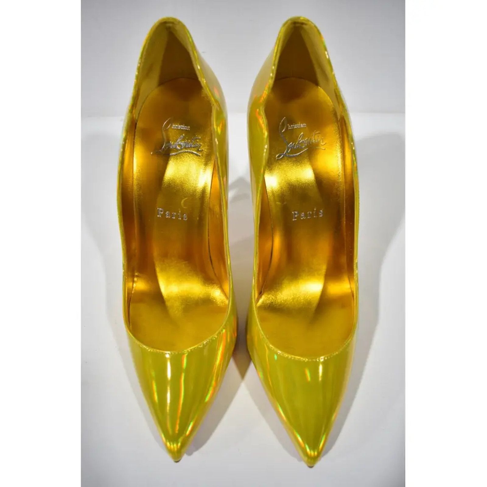 Christian Louboutin Hot Chick 100 Yellow Patent Psychic Pointed Heel Pump 39 Size US 9 / IT 39 - 7 Thumbnail