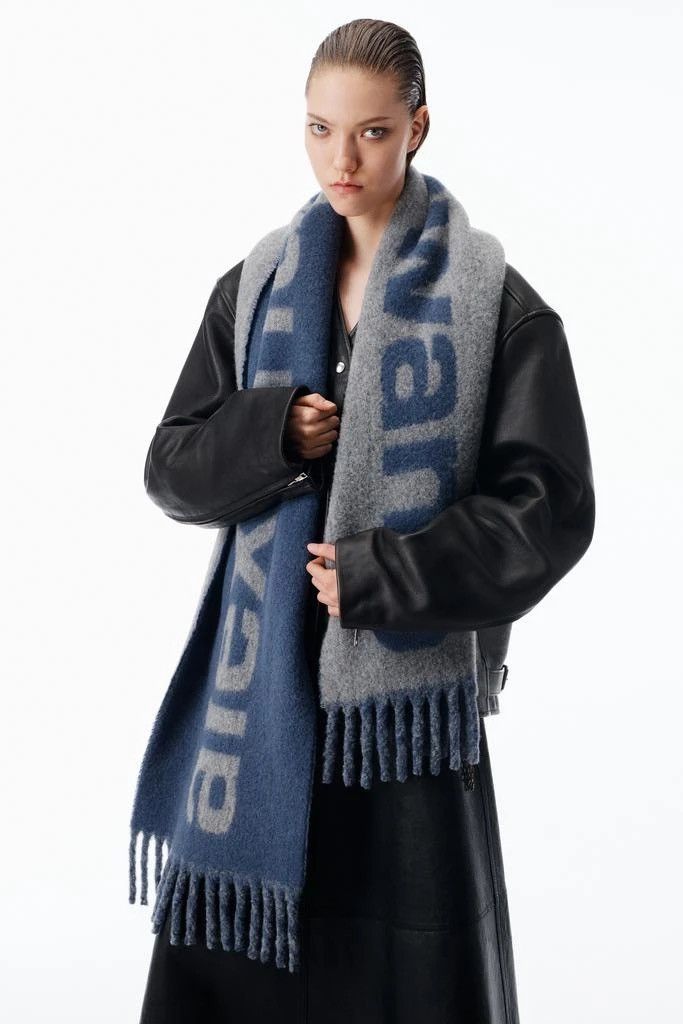 Alexander Wang Alexander Wang Jacquard Logo Scarf in Alpaca-Wool Blend Size ONE SIZE - 1 Thumbnail