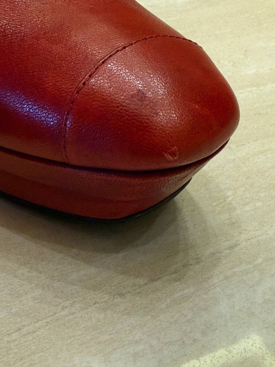 Bottega Veneta Bottega Veneta Red Leather Intrecciato Platform Ankle Boots Size US 10 / IT 40 - 13 Thumbnail