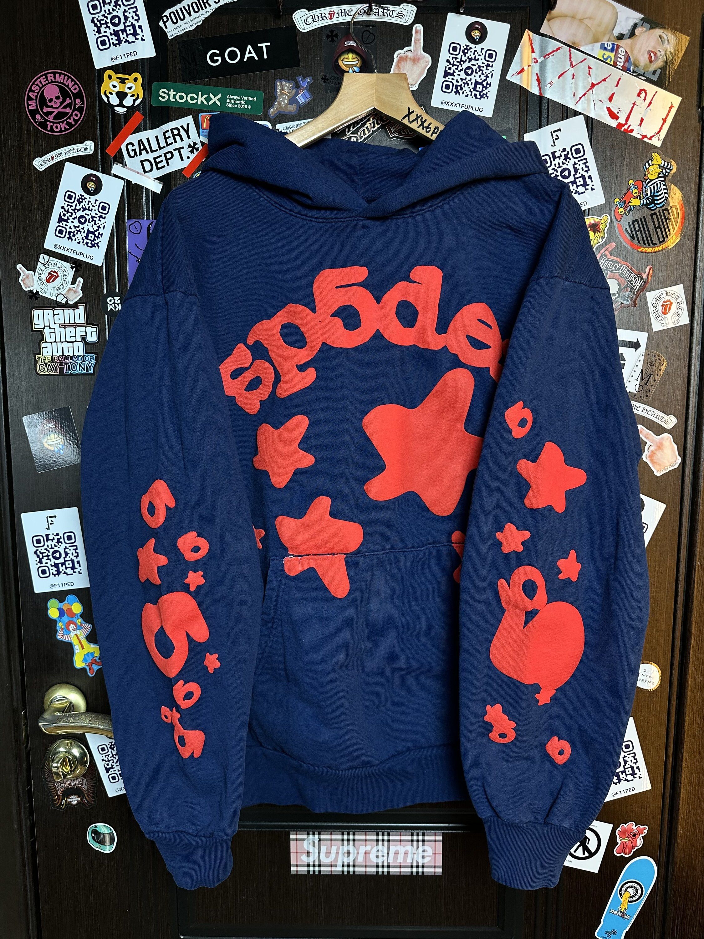 Sp5der Spider TC Blue Here's the Slime Hoodie | Grailed