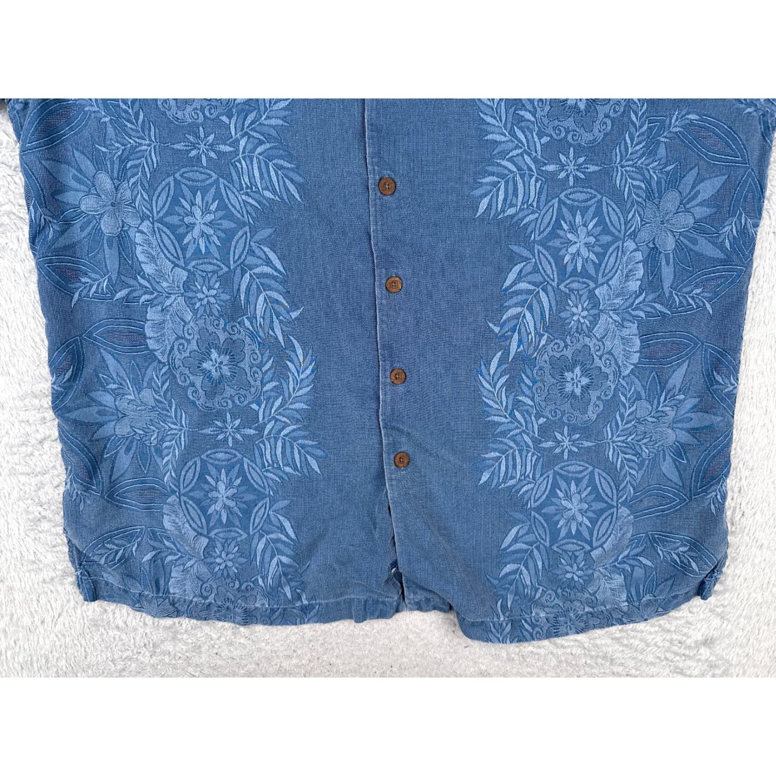 Tommy Bahama Tommy Bahama Shirt Men Large Blue Wood Button Up 100% Silk Floral Leaf Beach Size US L / EU 52-54 / 3 - 5 Thumbnail
