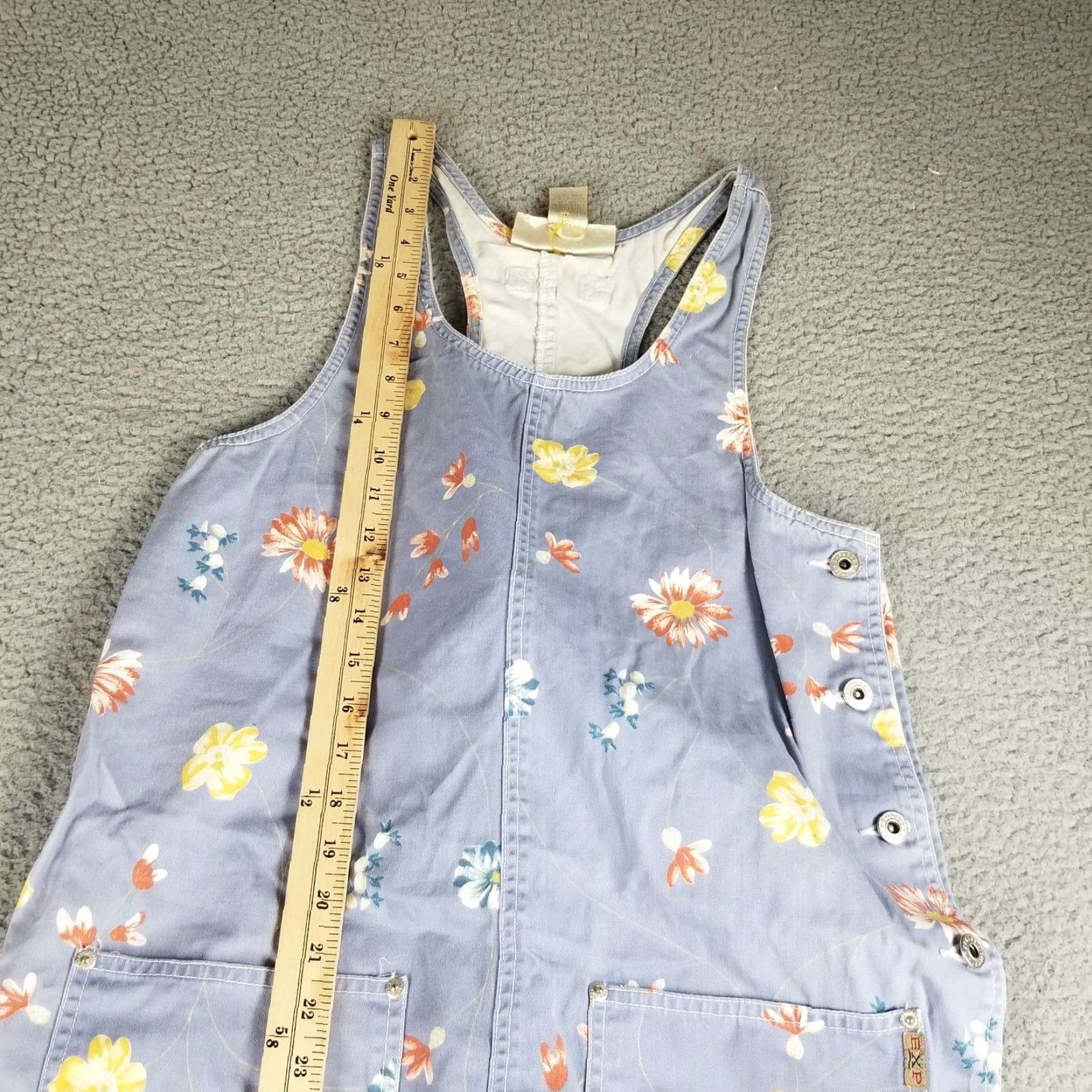 Express VINTAGE Express Denim Jumper Dress 90s Maxi Purple Floral Casual Women's Medium Size M / US 6-8 / IT 42-44 - 2 Thumbnail