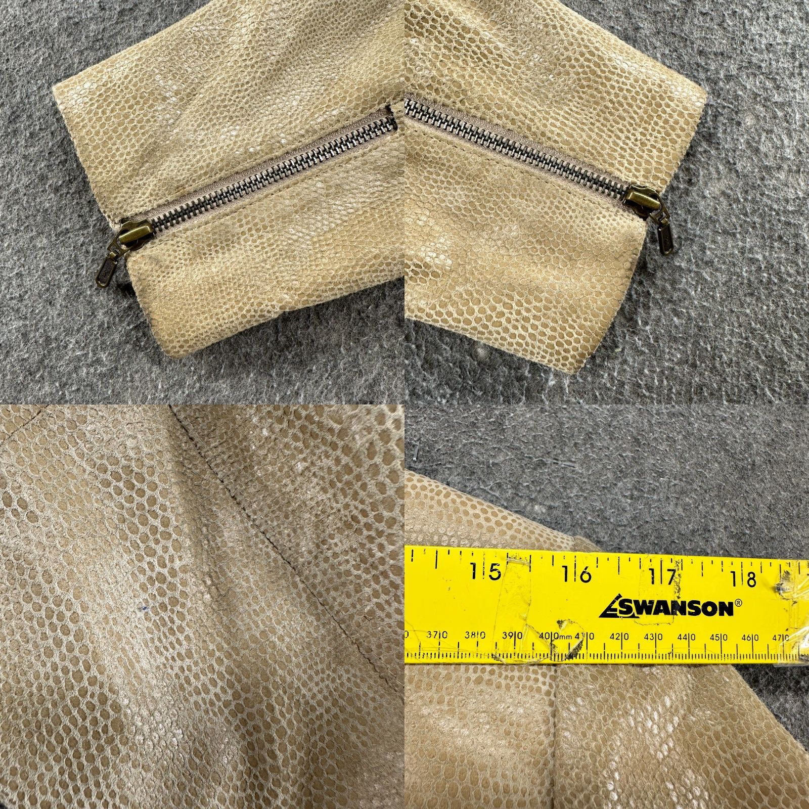 Alfani VINTAGE Alfani Jacket Womens Petite PM Beige Leather Snakeskin Zip Full Lined 90s Biker Motorcycle Snake Spring Fall Winter Womens Size M / US 6-8 / IT 42-44 - 9 Thumbnail