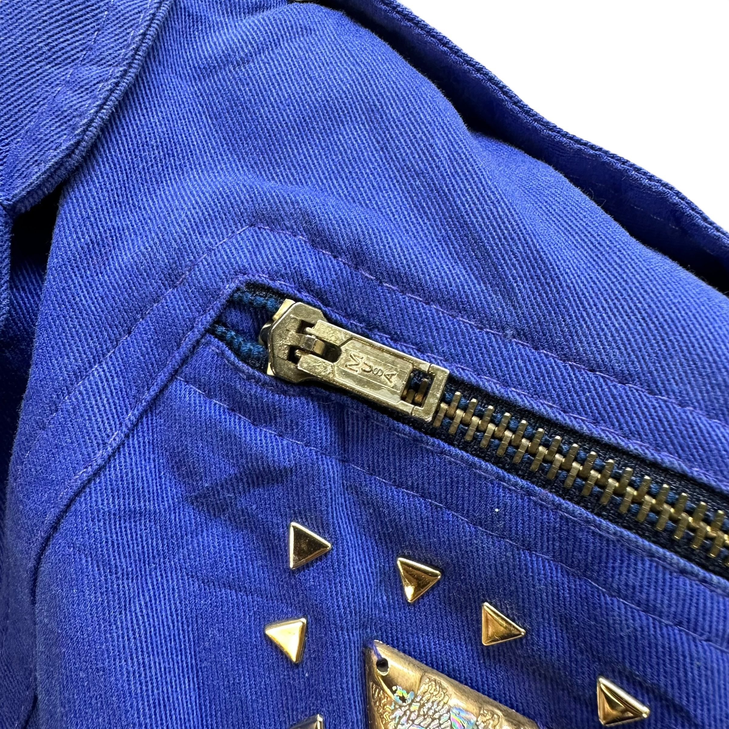 If Six Was Nine GARCIA GARDA Big Logo Studded Blue Crop Jacket #A51-1197 Size S / US 4 / IT 40 - 6 Thumbnail