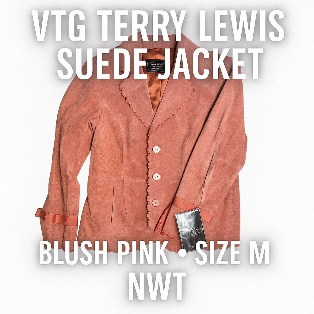 Vintage vtg 90s terry lewis pink suede jacket medium scallop trim Size M / US 6-8 / IT 42-44 - 1 Thumbnail