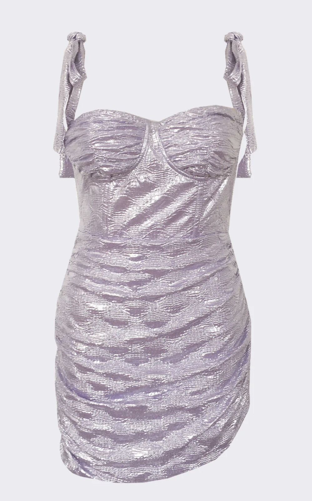 Lioness Lioness Senorita tie shoulder ruched dress in lilac snake Size S / US 4 / IT 40 - 8 Thumbnail