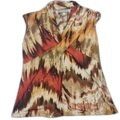 Other Dressbarn Embellished Blouse M Brown Red Criss Cross Abstrac Size M / US 6-8 / IT 42-44 - 8 Thumbnail