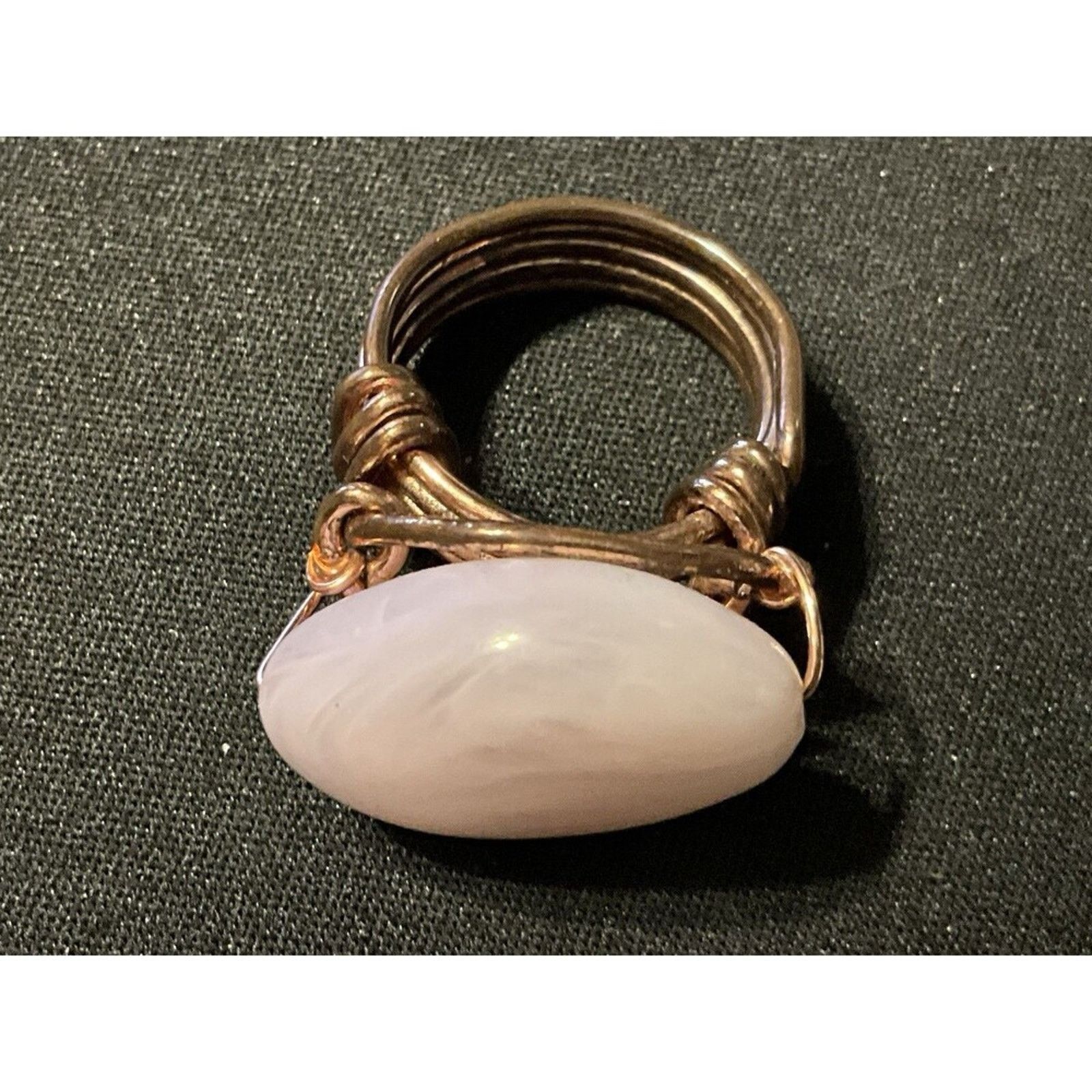 Other Rose Quartz Cabochon Copper Artizan Made Huge Stone Size 6.5 Size ONE SIZE - 2 Thumbnail