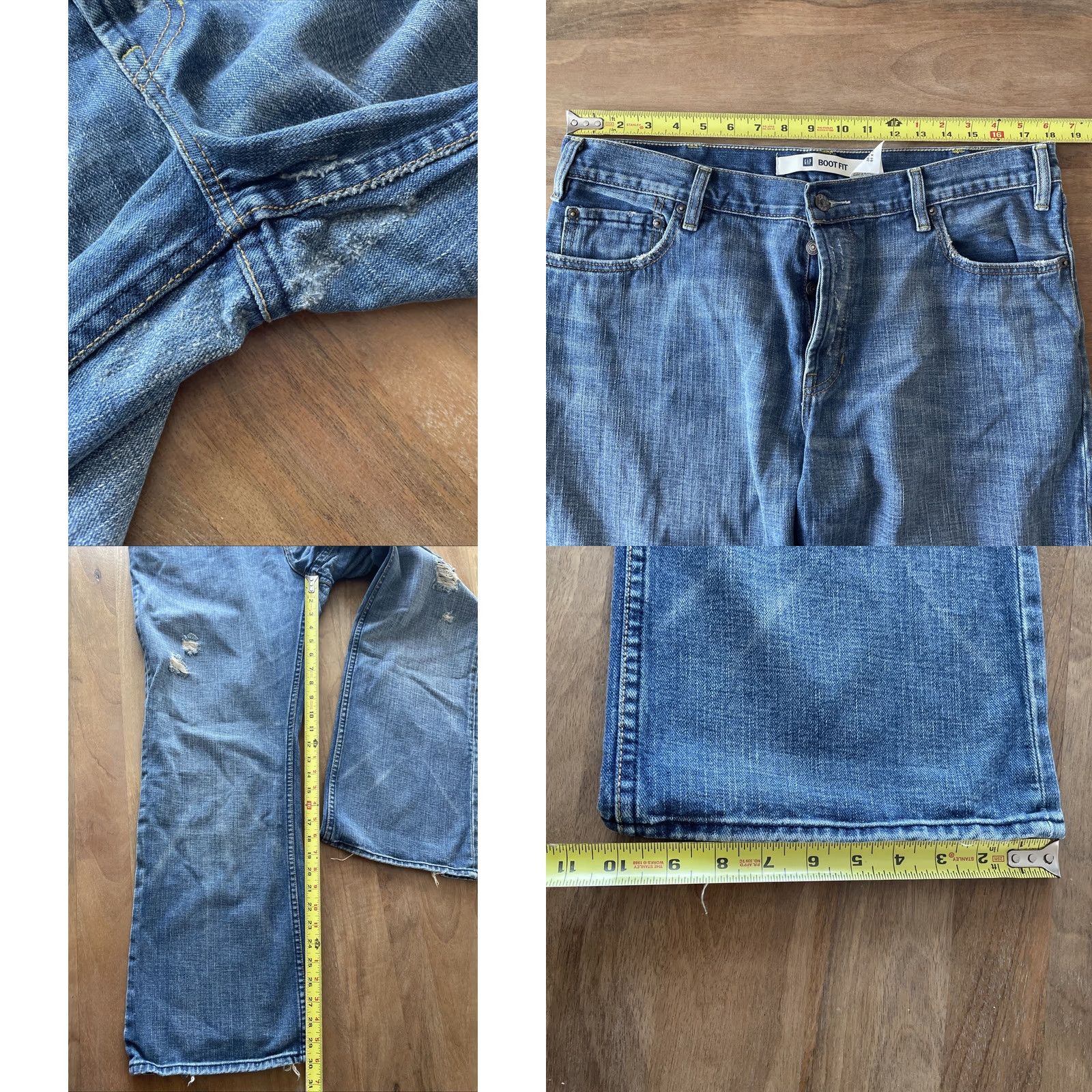 Gap VINTAGE Gap 1969 Jeans Mens 36x30 Bootcut Denim Stone Frayed Y2K Grunge 90s Punk Skater Bootstrap Size US 36 / EU 52 - 8 Thumbnail