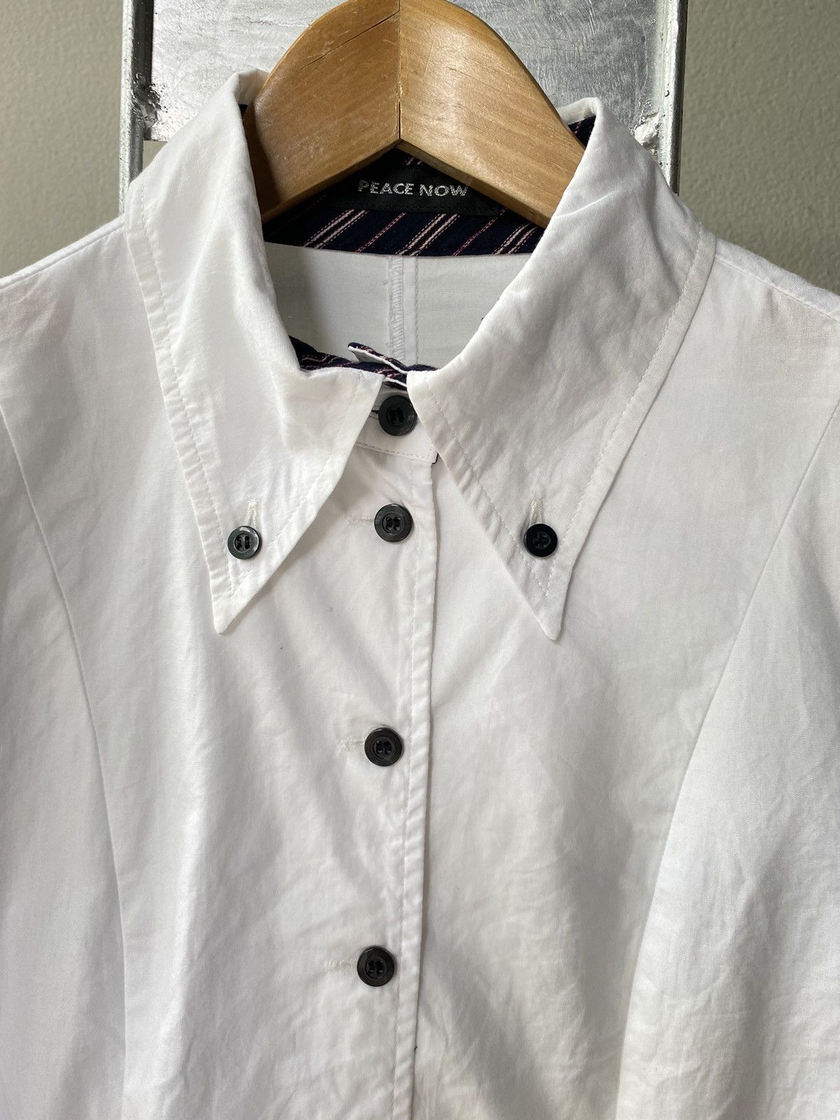 Japanese Brand PEACE NOW Punk Y2K Asymmetrical Hem White Shirt Size S / US 4 / IT 40 - 9 Thumbnail
