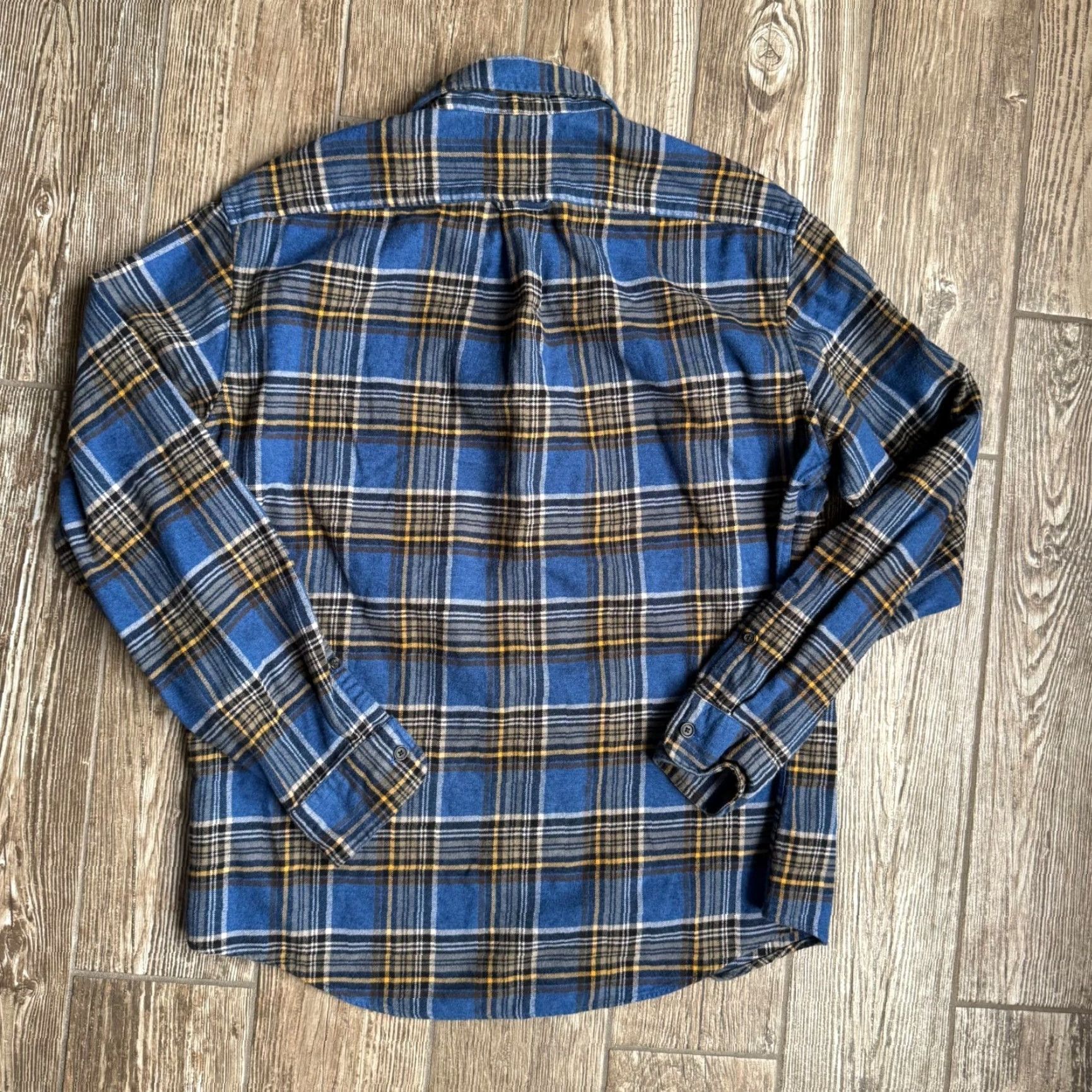 Lands' End Lands' End Flannel Shirt Mens L Plaid Blue Yellow Button-Down Collar Long Sleeve Cotton Thick Size US L / EU 52-54 / 3 - 6 Thumbnail