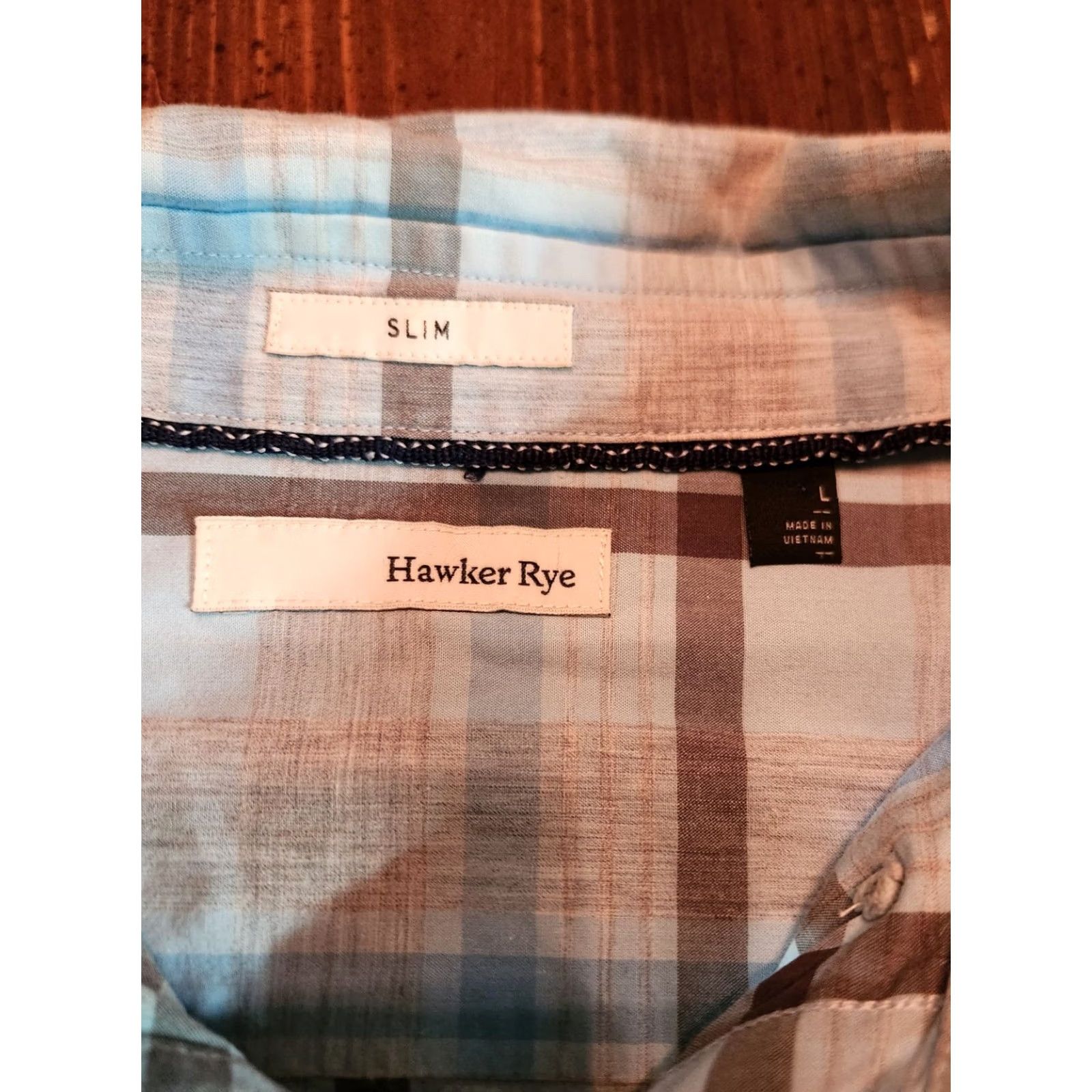 Vintage Hawker Rye Shirt Men’s Large Slim Long Sleeve Button-Down Plaid Blue/Gray/Black Cotton Slim Fit Mens Regular Size L Size US L / EU 52-54 / 3 - 5 Thumbnail