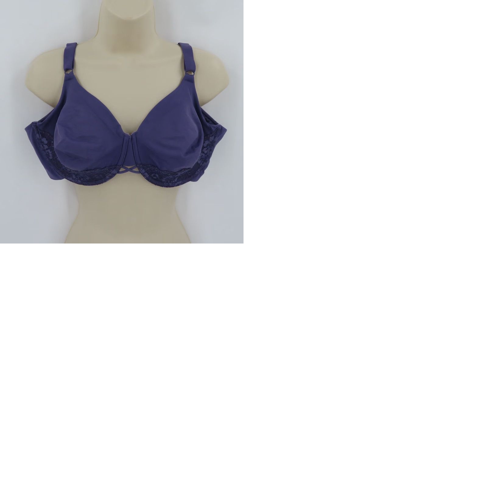 Vintage Vanity Fair Bra 44C Smoothing Back Underwire Unlined Purple Blue T-Shirt Bra Womens Size ONE SIZE - 9 Thumbnail