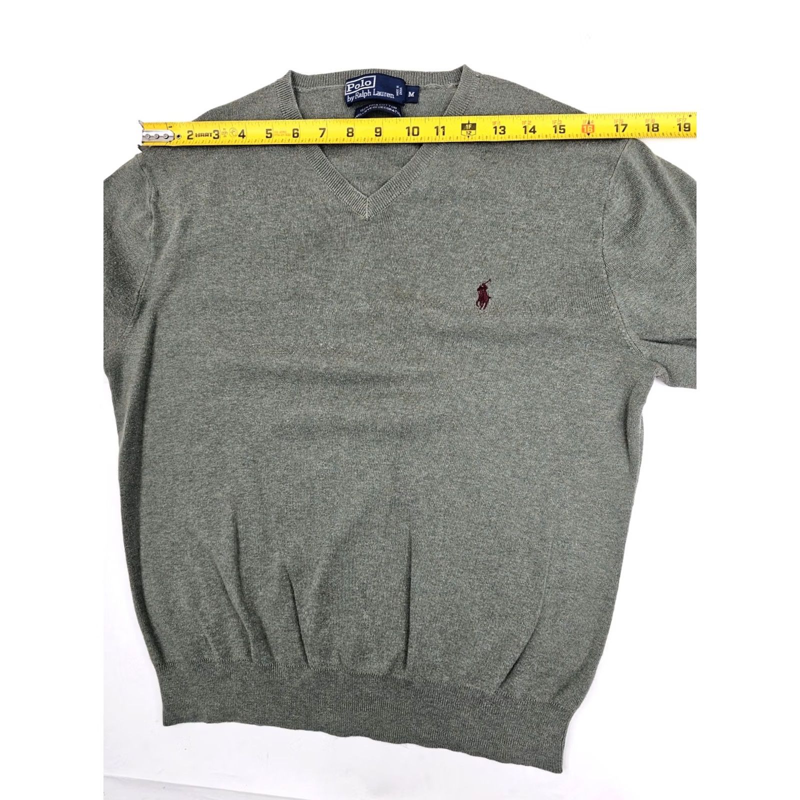 Polo Ralph Lauren Polo Ralph Lauren V-Neck Pima Cotton Knit Sweater Men M Green w Maroon Pony EUC Size US M / EU 48-50 / 2 - 5 Thumbnail