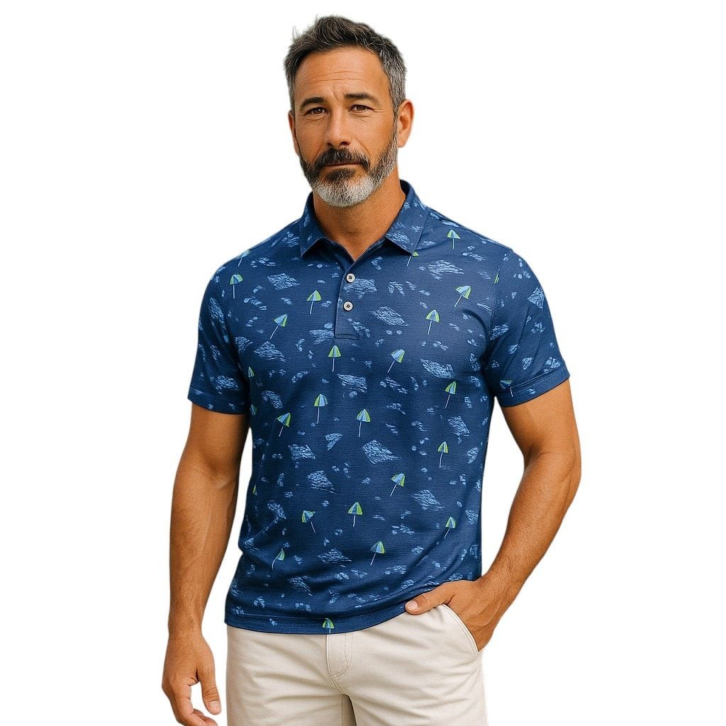 PGA Tour NWOT PGA Tour Men's Beach Print Performance Golf Polo Size M Size US M / EU 48-50 / 2 - 1 Thumbnail