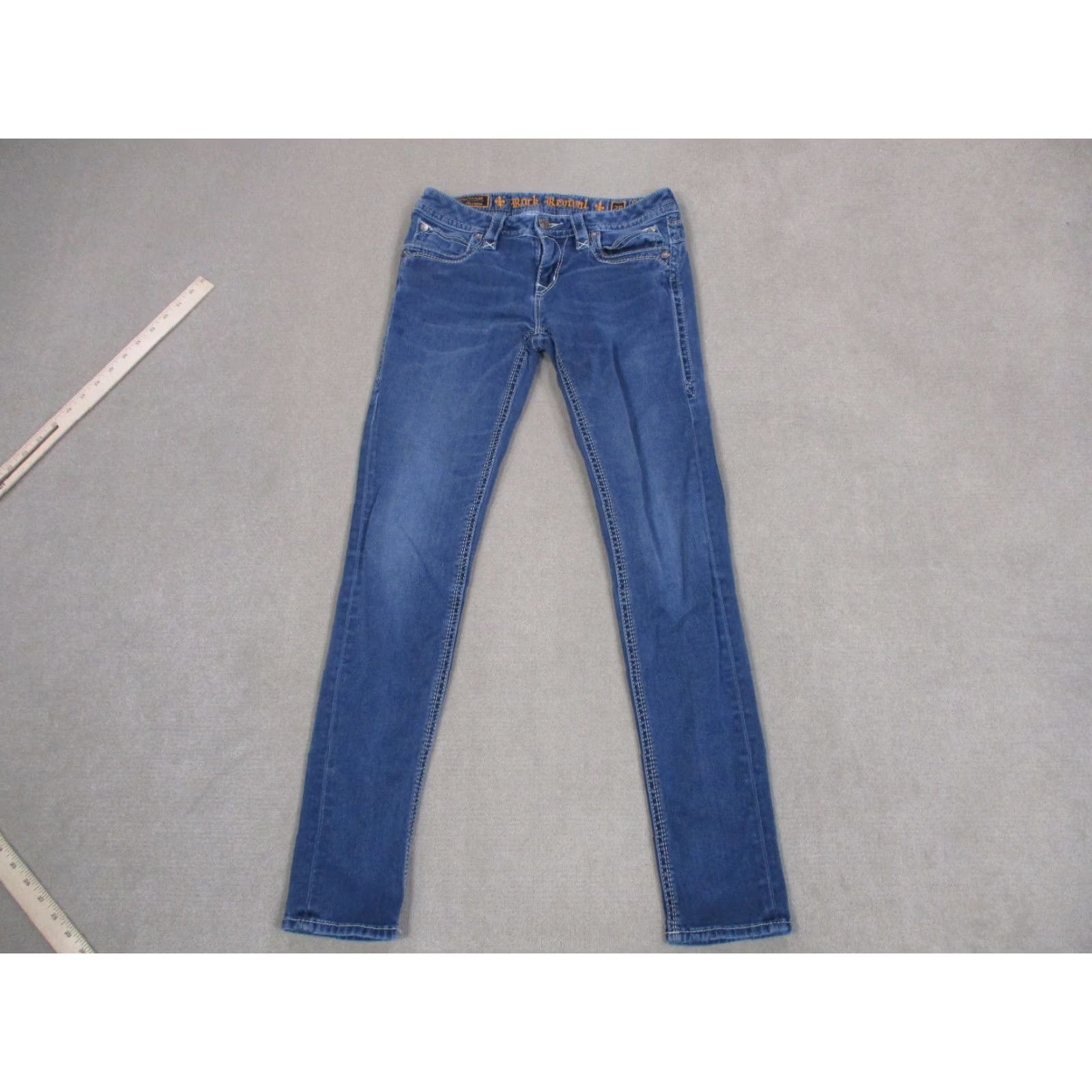 Vintage **Rock Revival Skinny Jeans Blue Women's 28** User: Rock Revival Skinny Blue Jeans Women's 28 Size 28" / US 6 / IT 42 - 3 Thumbnail