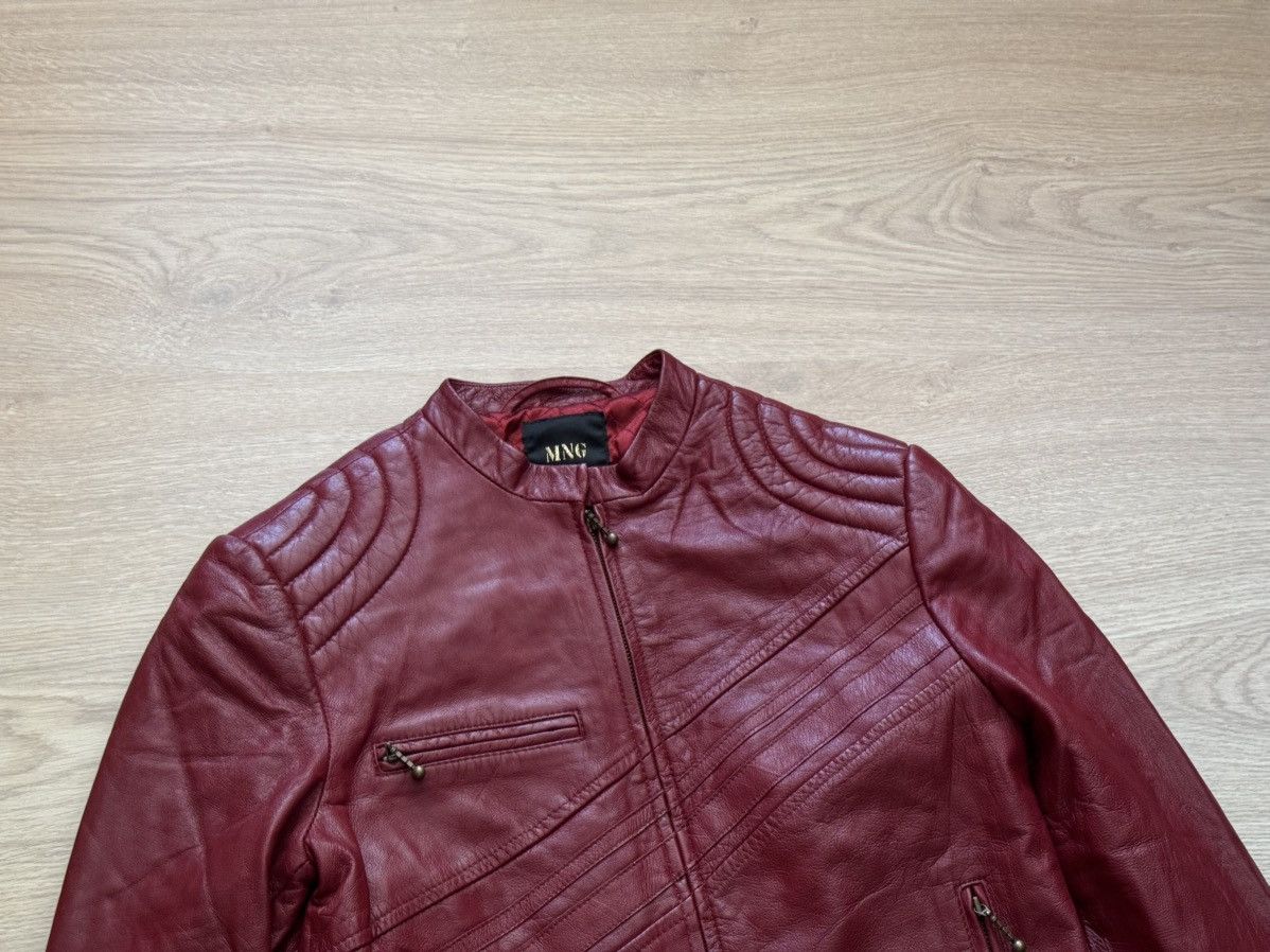 Mango Vintage MNG y2k Women’s Moto Racing Genuine Leather Jacket Size XS / US 0-2 / IT 36-38 - 2 Thumbnail