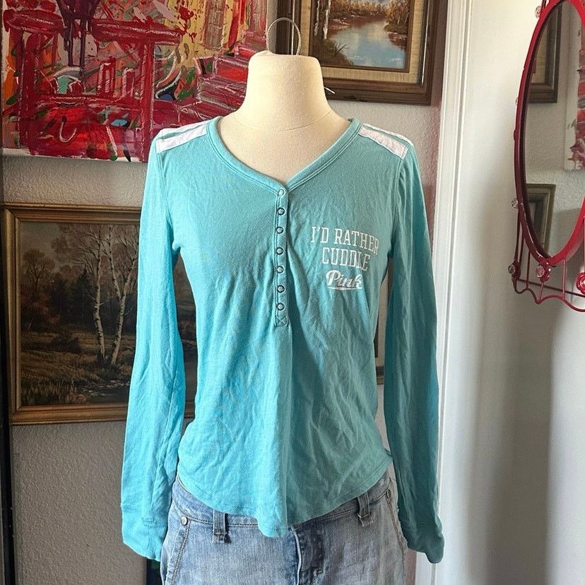 Other PINK id rather cuddle blue long sleeve shirt Size ONE SIZE - 1 Thumbnail