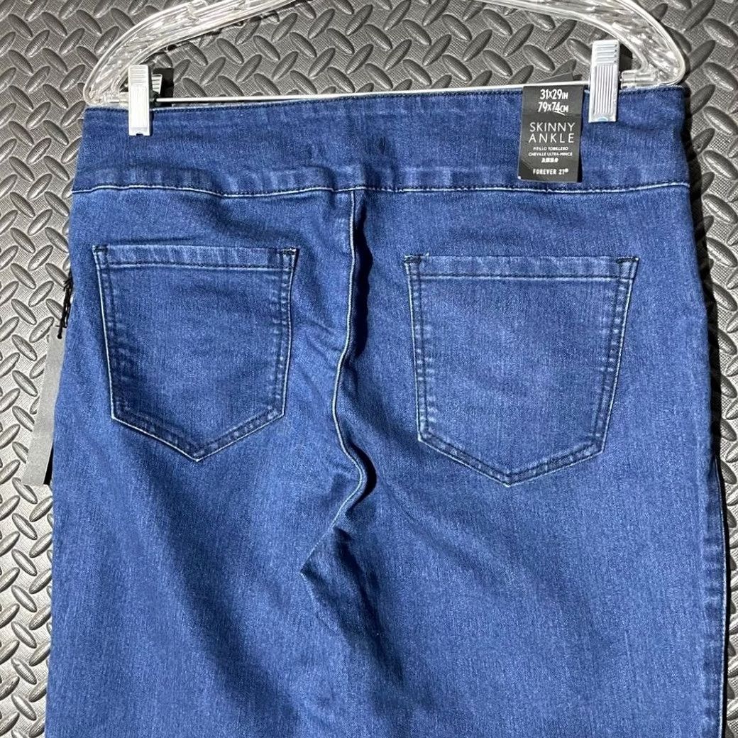 Forever 21 FOREVER 21 Blue Skinny Ankle High Crop Button Stretch Denim Jeans 31 Women Casual 31 Size 24" / US 00 / IT 34 - 4 Thumbnail