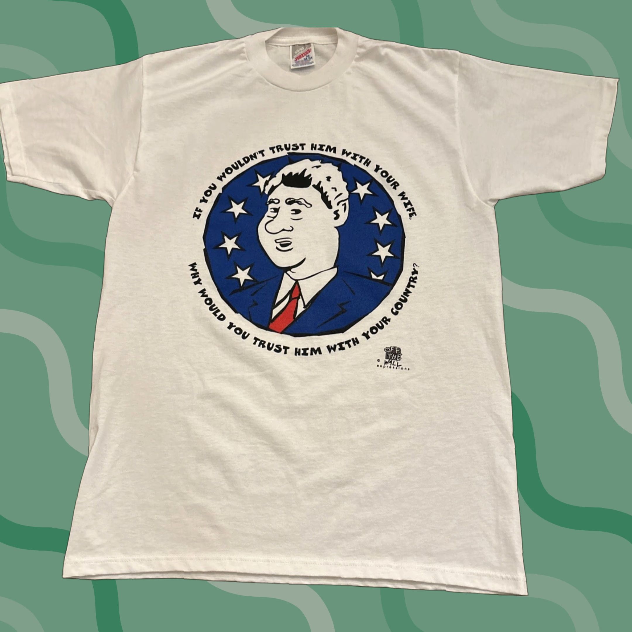 Jerzees VINTAGE Bill Clinton Shirt Men Size M White Funny EUC Jerzees T-Shirt Mens Size US M / EU 48-50 / 2 - 1 Thumbnail