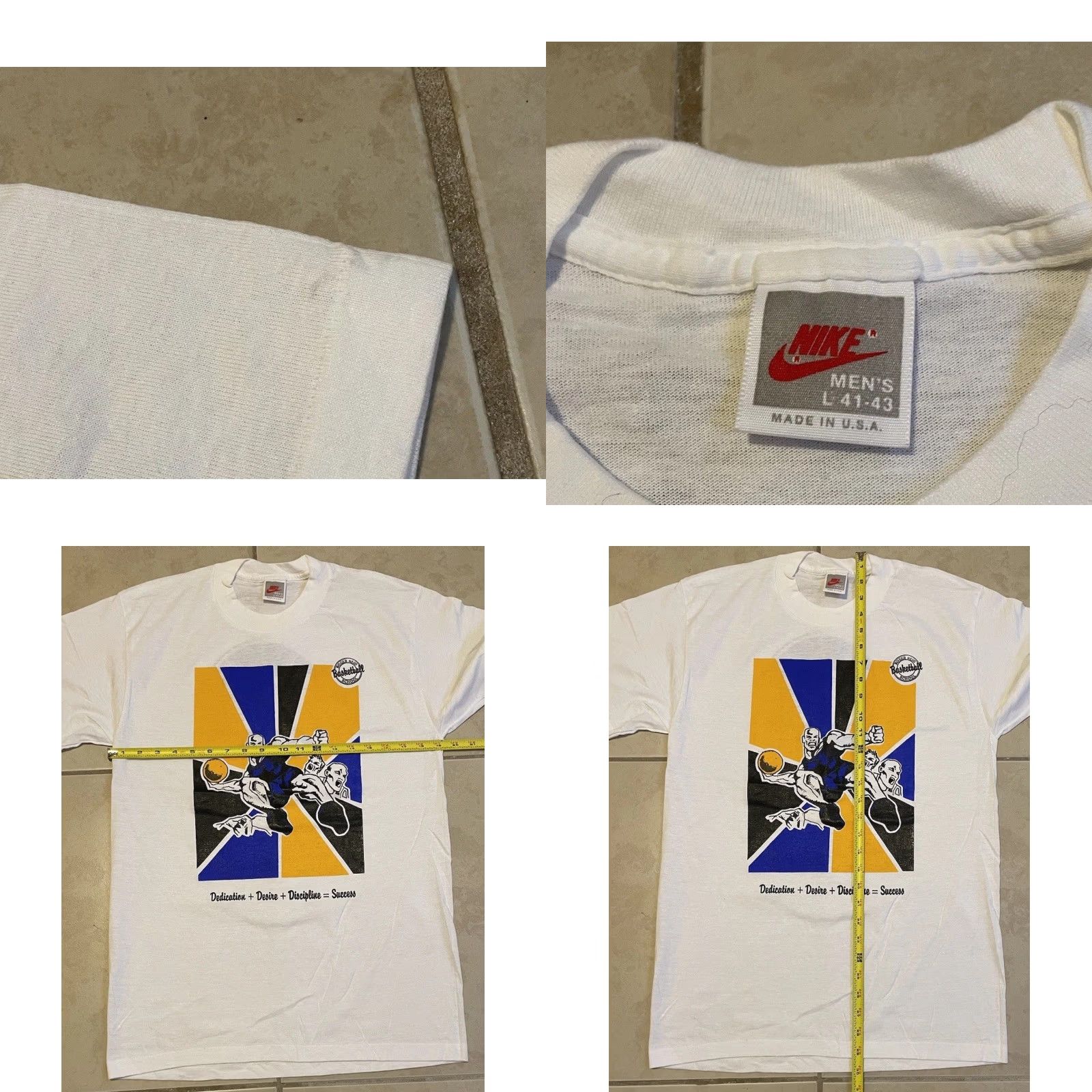 Nike VINTAGE Nike Roger Reid Basketball School Shirt L White Swoosh 80s 90s NBA Flight Mens Size US L / EU 52-54 / 3 - 8 Thumbnail