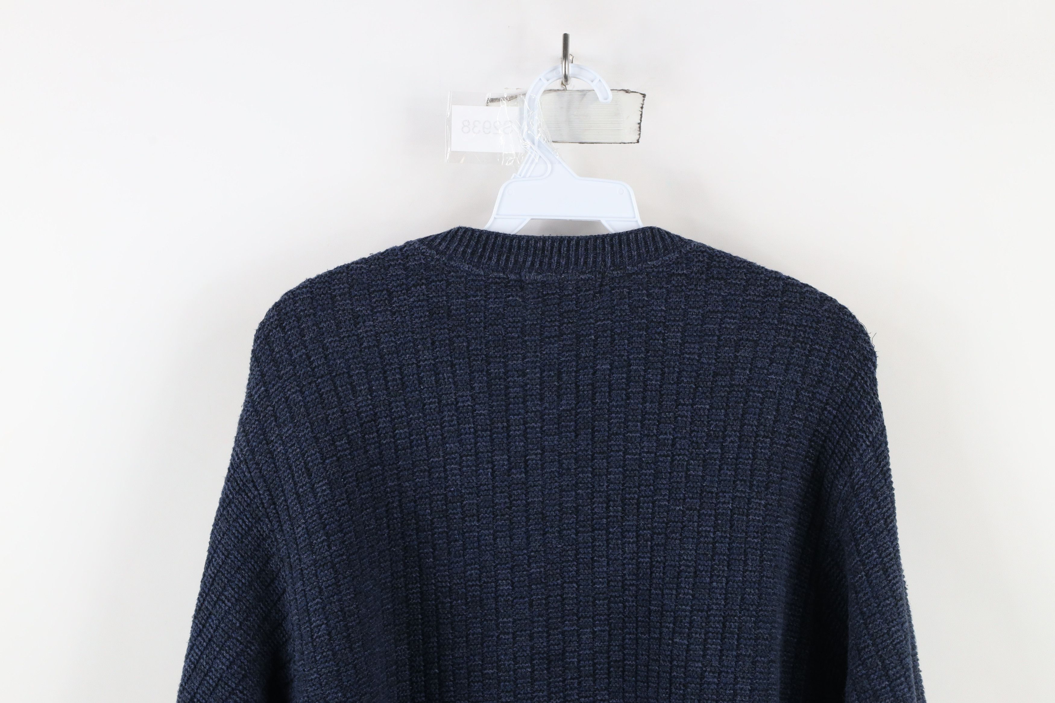 Vintage Vintage 90s Streetwear Textured Knit Henley Sweater Blue USA Size US L / EU 52-54 / 3 - 9 Thumbnail