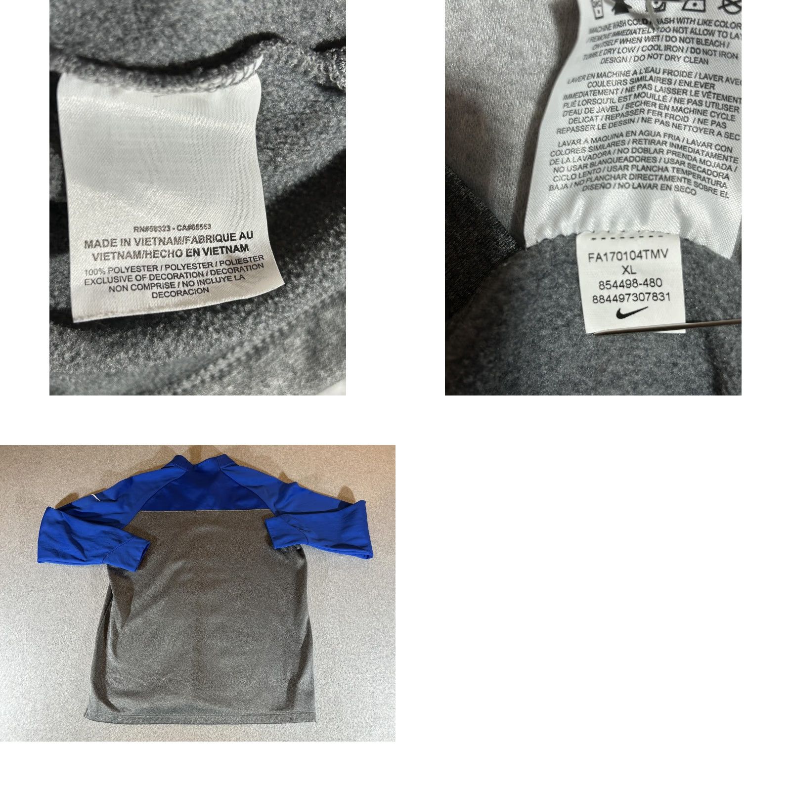 Nike Nike Golf Pullover Mens XL 1/4 Zip Fleece Lined Long Sleeve Colorblock Gray Blue Sweatshirt Size US XL / EU 56 / 4 - 8 Thumbnail