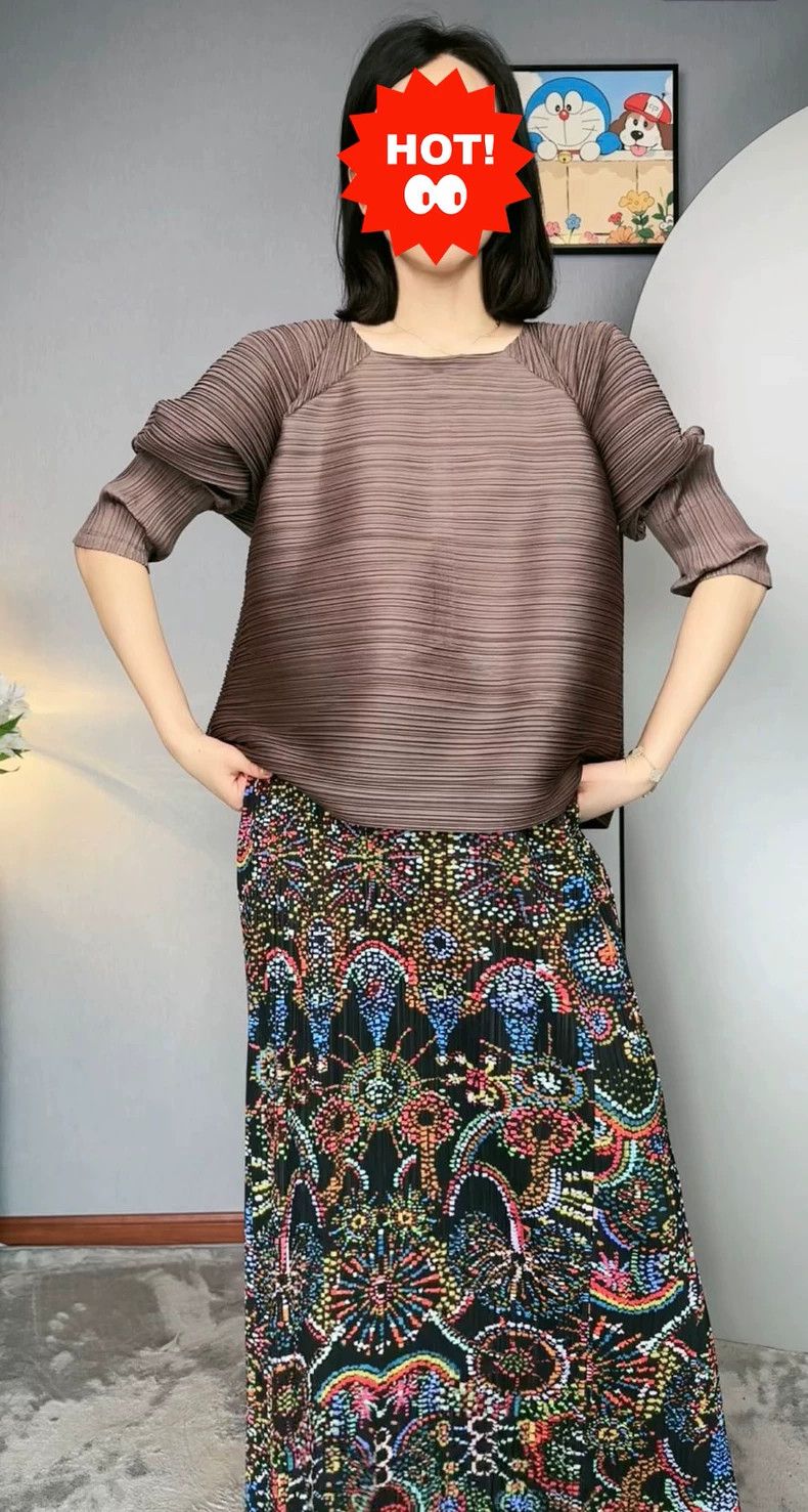 Issey Miyake Issey Miyake Brown pleated long-sleeved top Size XXL / US 16-18 / IT 52-54 - 7 Thumbnail