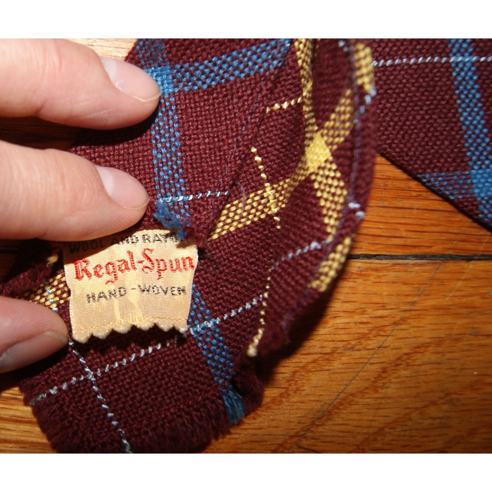 REGAL 1930s REGAL Hand Woven Homespun Men's Necktie, Striped Rare Size ONE SIZE - 3 Thumbnail