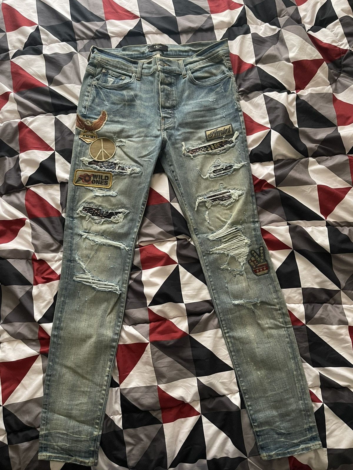 Amiri AMIRI Biker Patch Jeans Clay Indigo Distressed Size US 36 / EU 52 - 1 Thumbnail
