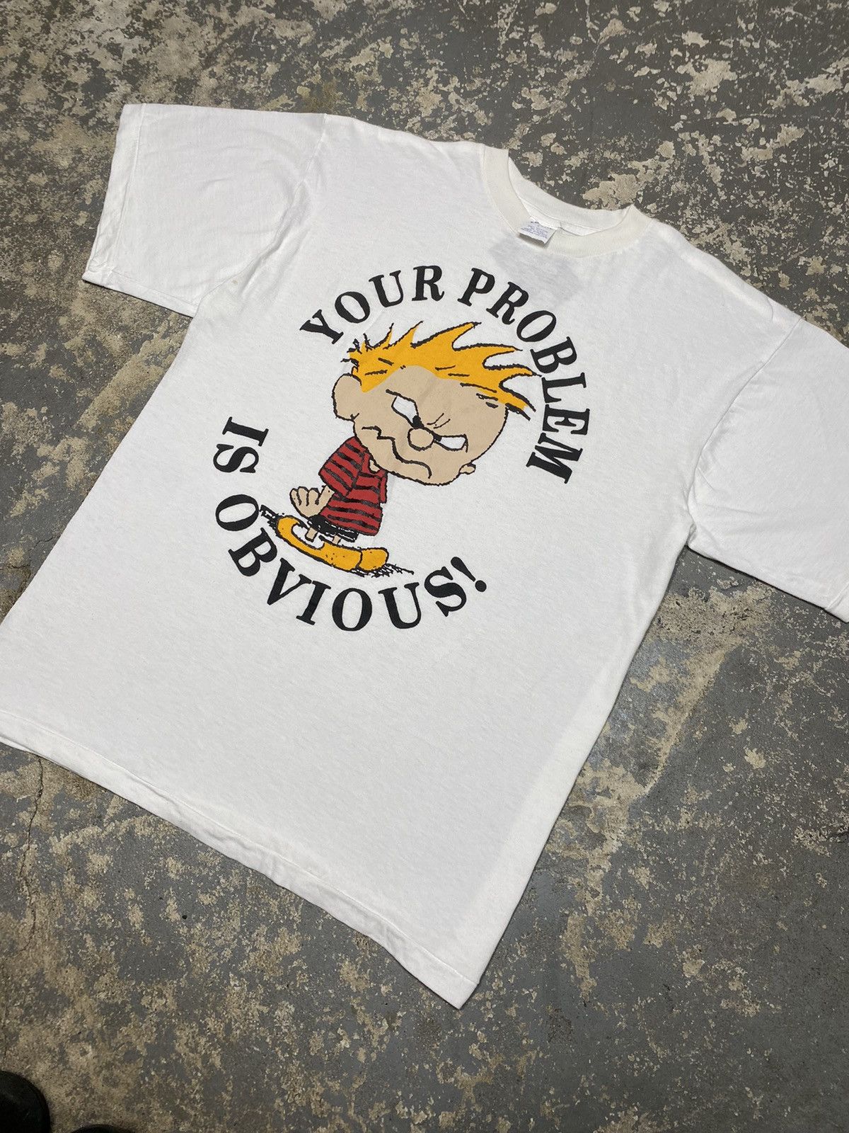 Japanese Brand × Vintage Vintage Calvin And Hobbes Your Problem Is Obvious 90s Tshirt Size US L / EU 52-54 / 3 - 2 Thumbnail