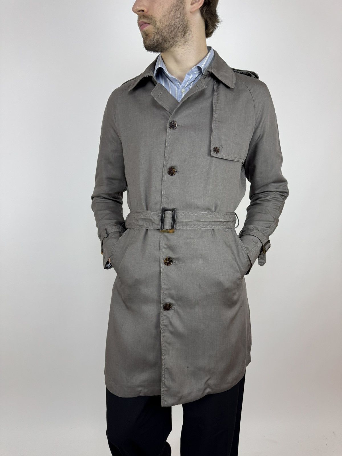 Zara ZARA LYOCELL Trench Unlined Belted Coat Mens Preppy Style Size US M / EU 48-50 / 2 - 1 Thumbnail