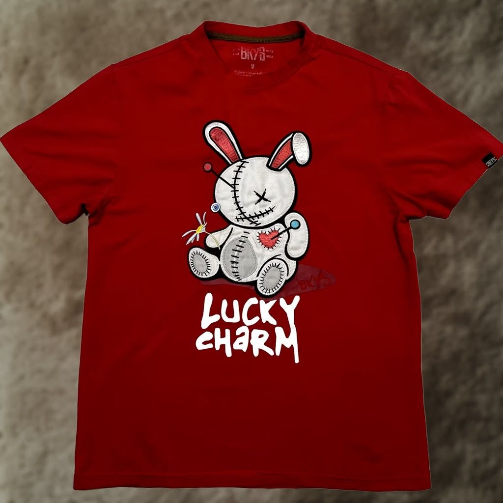 Vintage BKYS Men's Lucky Charm Rose Original Print Embroidered T-Shirt Red Med Size US M / EU 48-50 / 2 - 1 Thumbnail