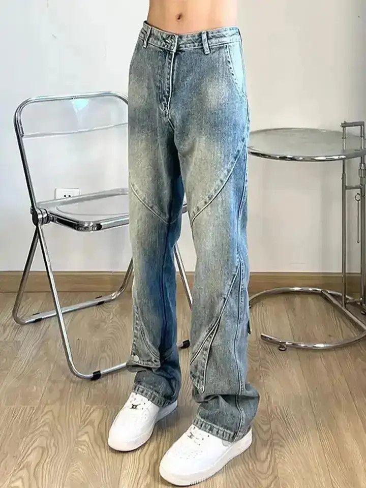 Japanese Brand Light Blue Flared Male Cowboy Pants Straight Jeans Size US 32 / EU 48 - 3 Thumbnail