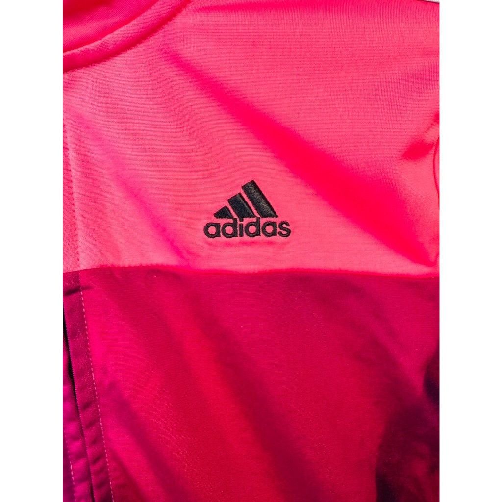 Adidas Adidas Girls Black Burgundy Pink Tricot Colorblock Zip Track Size L / US 10 / IT 46 - 2 Thumbnail