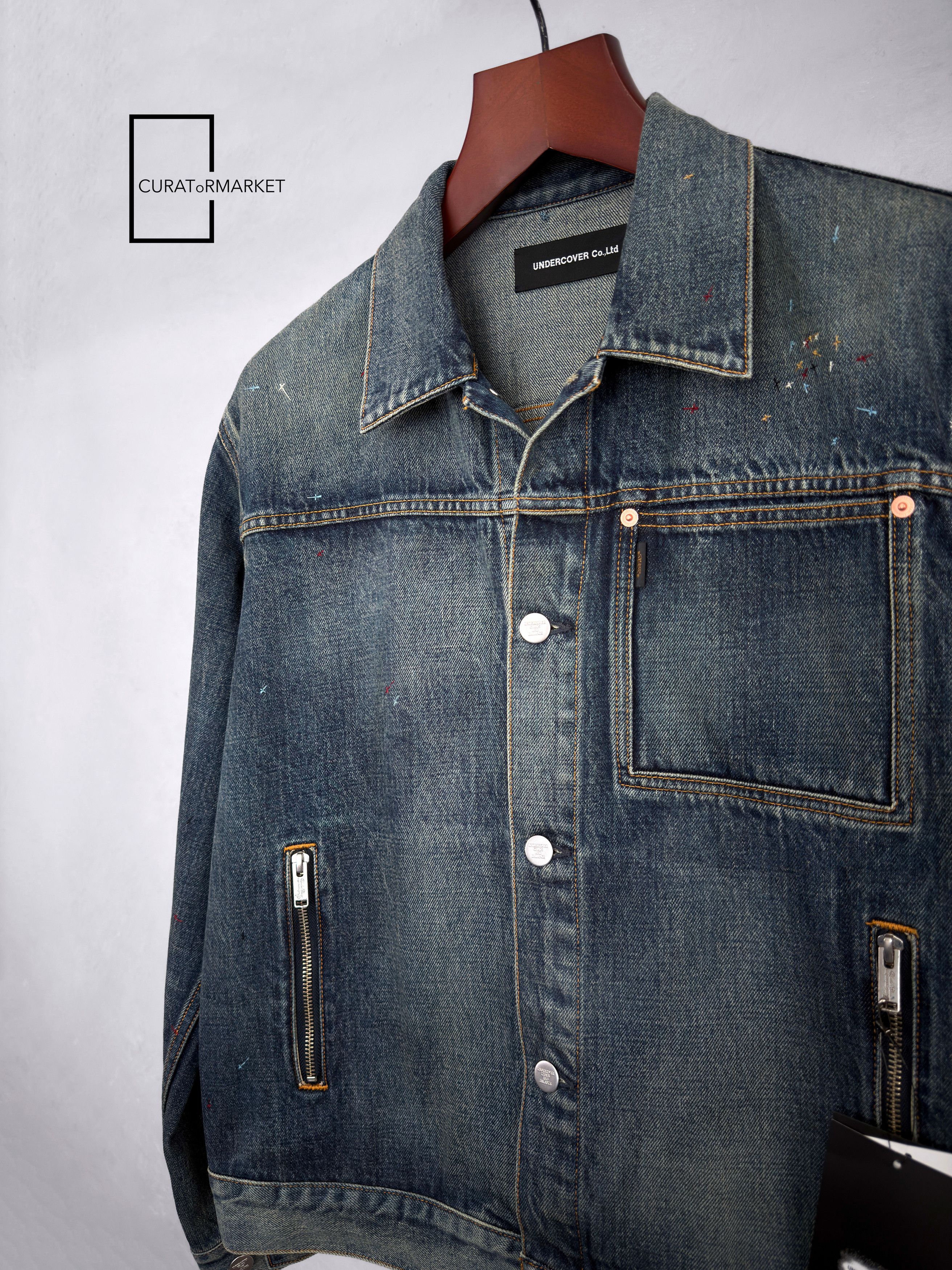 Undercover Cross Stitched Embroidered Indigo Cropped Denim Jacket FW24 Size US M / EU 48-50 / 2 - 3 Thumbnail