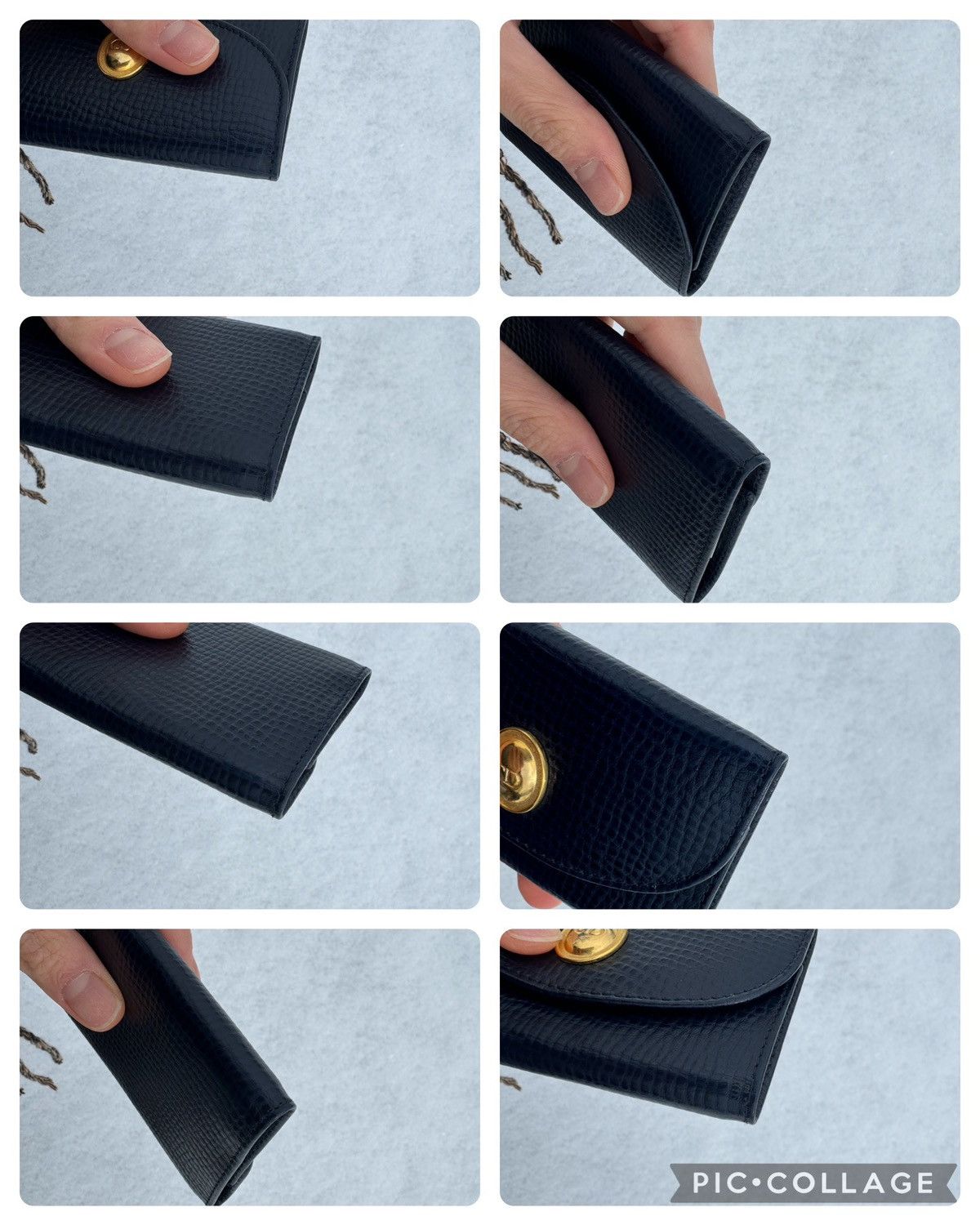 Dior Navy Leather Logo Ring Key Case Card Holder