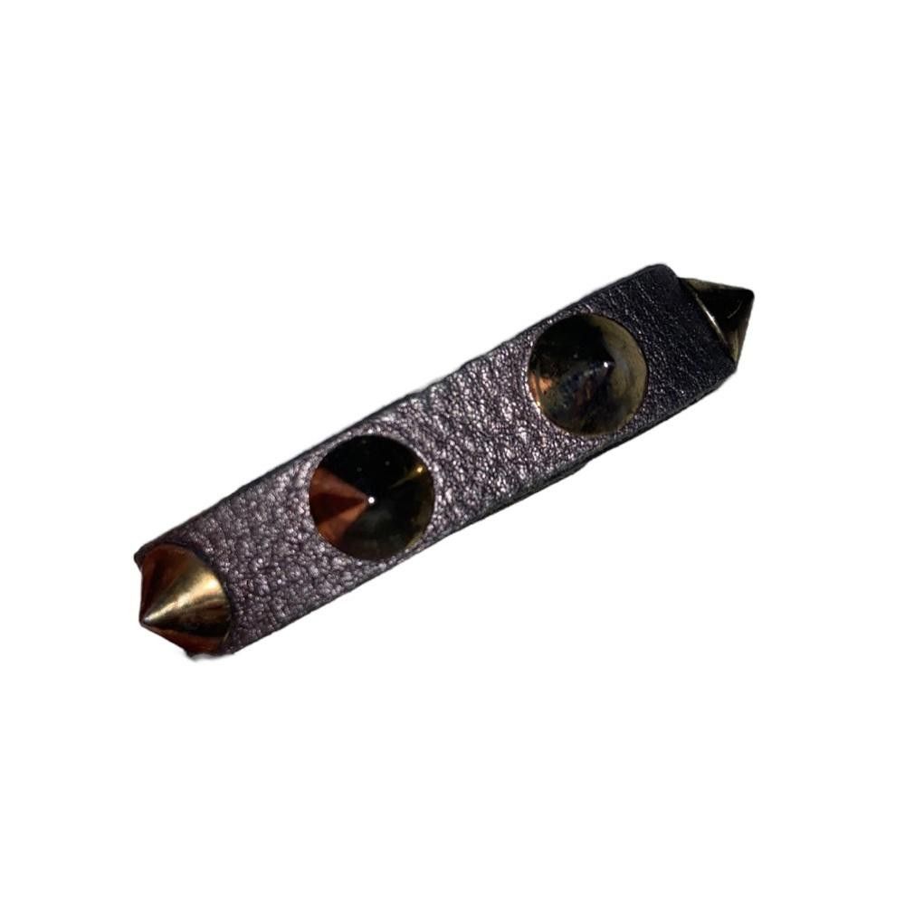 Designer Y2K Leather Gold Studded Bracelet Size ONE SIZE - 1 Thumbnail