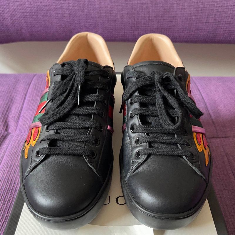Gucci Gucci Ace Leather Flame Low-Top Sneakers - Size US 8 / EU 41 - 2 Thumbnail