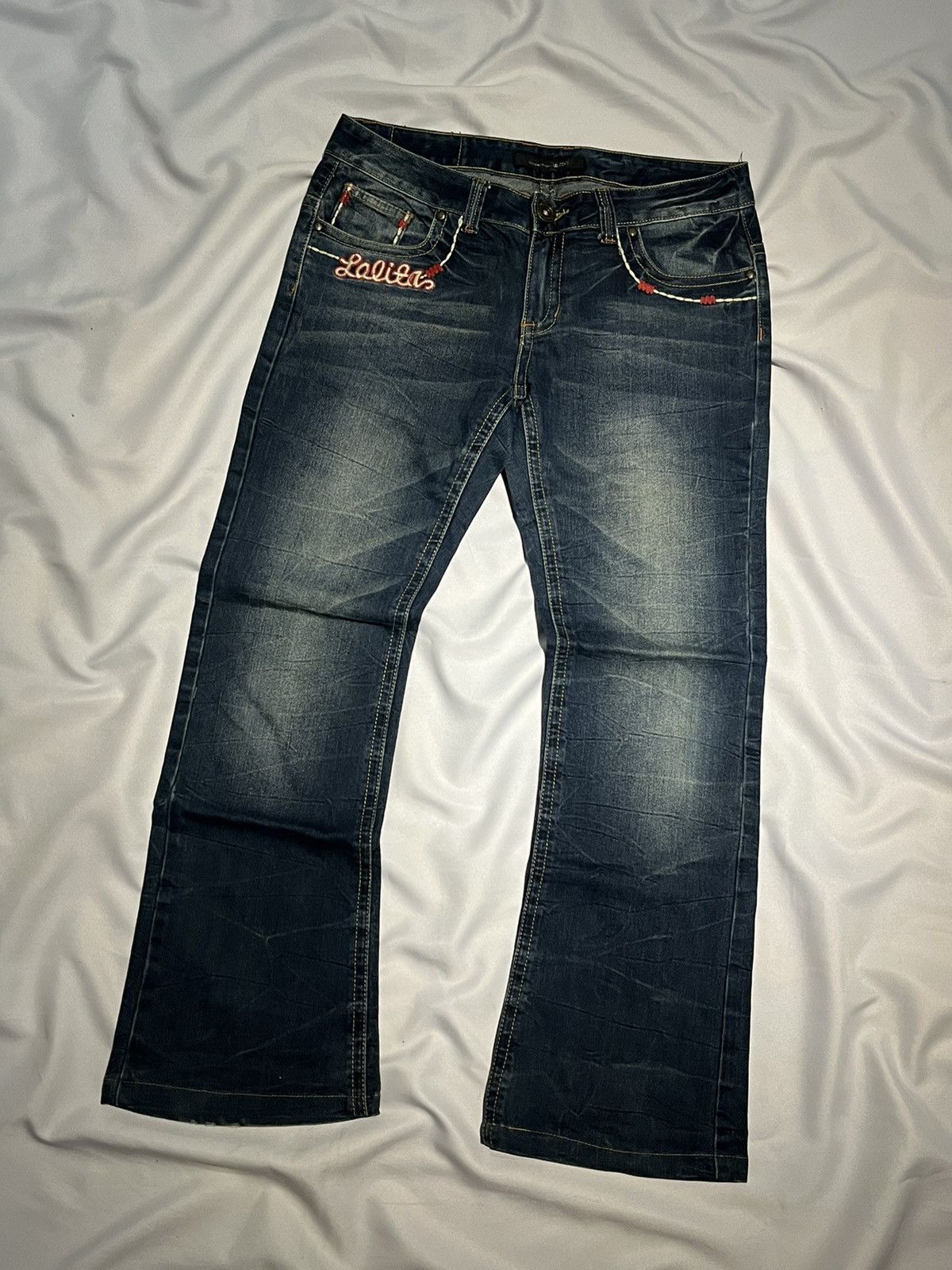 Jean LOLITA JEANS JAPAN WIDE LEG MUDWASH BAGGY DENIM EMBROIDERED Size 29" - 3 Thumbnail