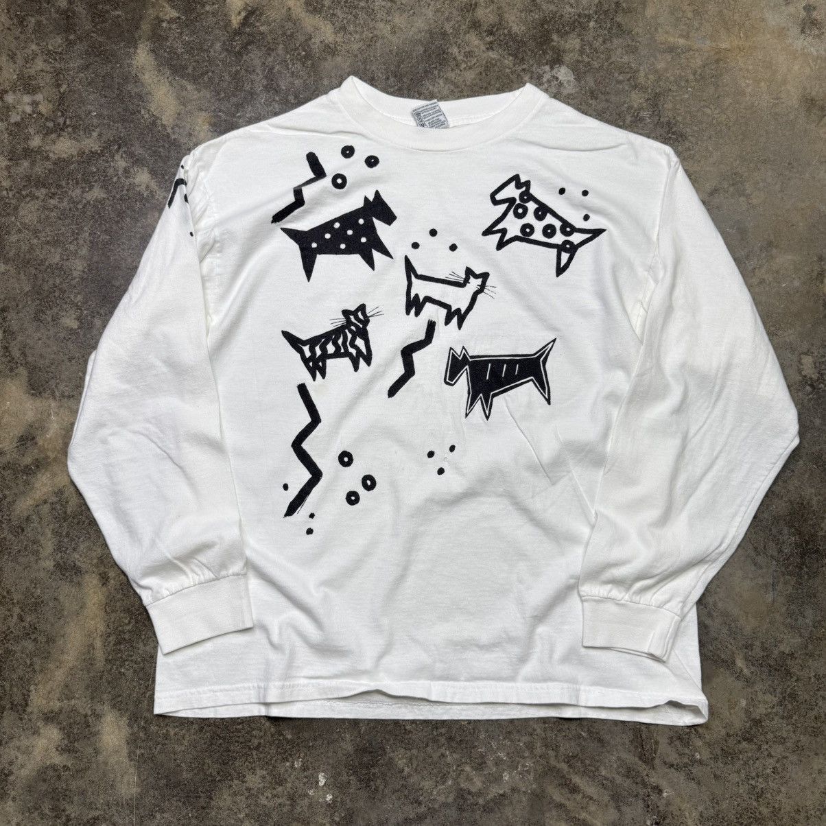 Vintage vintage longsleeve dog and cat weatern art tshirt Size US XL / EU 56 / 4 - 2 Thumbnail